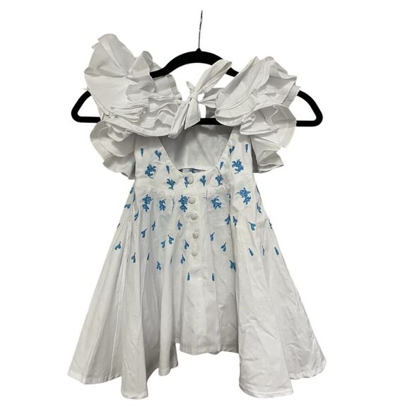 Girls Fanm Mon Galata Linen Dress Size 2 Toddler Formal Embroidered - Picture 2 of 3